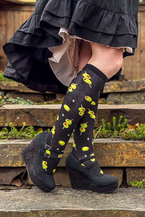 Cocktail Olives Knee High Socks