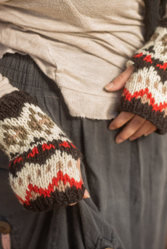 Geometric Wool Arm Warmers - Black