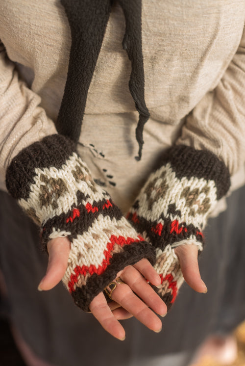 Geometric Wool Arm Warmers - Black