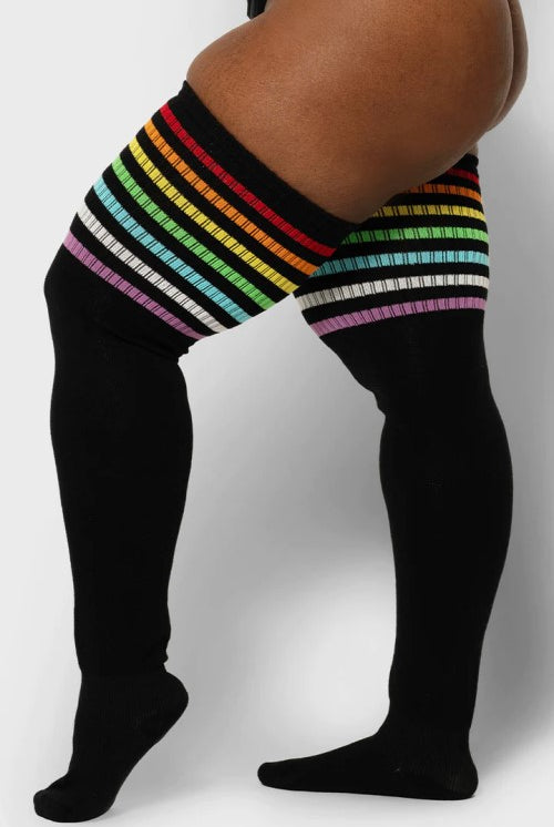 Black Rainbow Top Thunda Thigh Highs