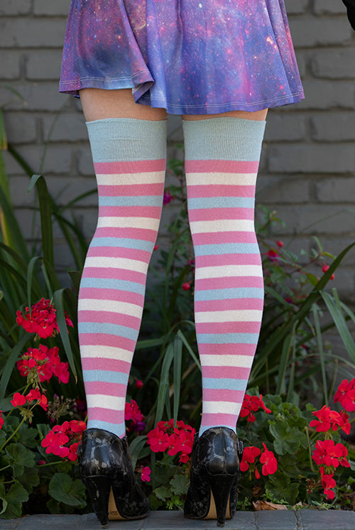 Pride Stripes Extraordinary Thigh High Socks - trans