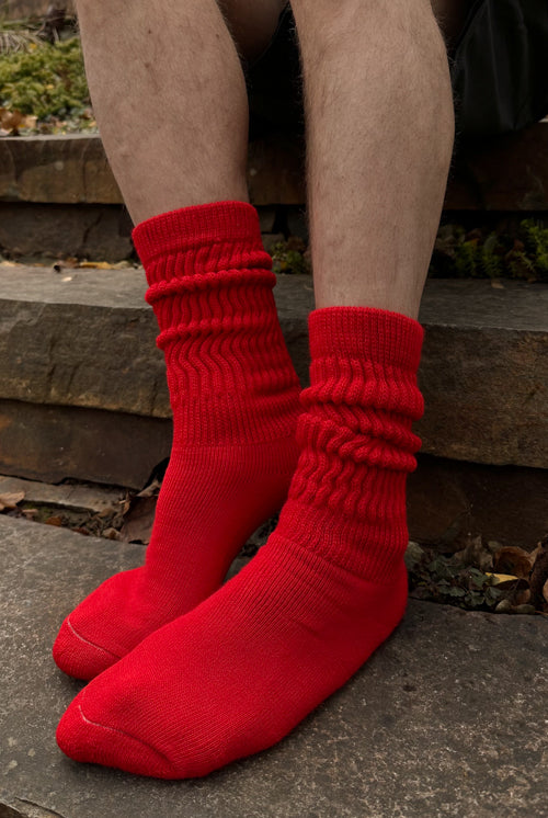 Cozy Slouch Socks - Red