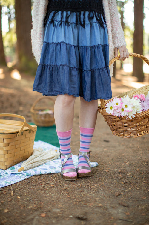 Pride Stripes Cotton Crew Socks - bisexual