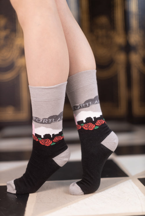 Portland Rose Crew Socks - medium
