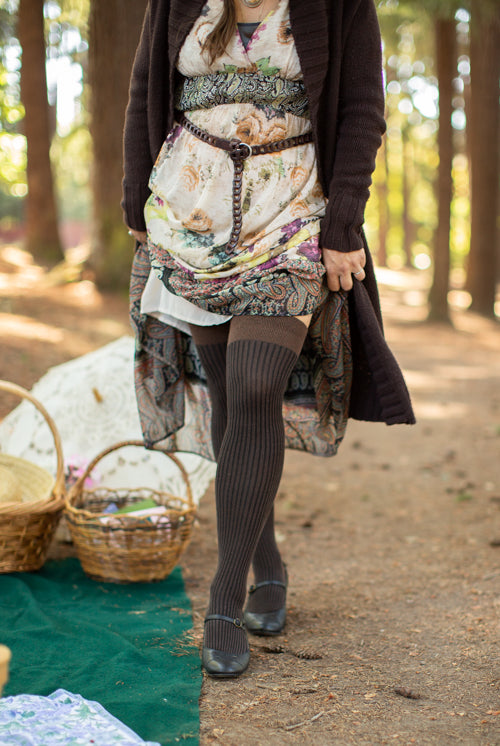 Vertical Lines Thigh High - Browns