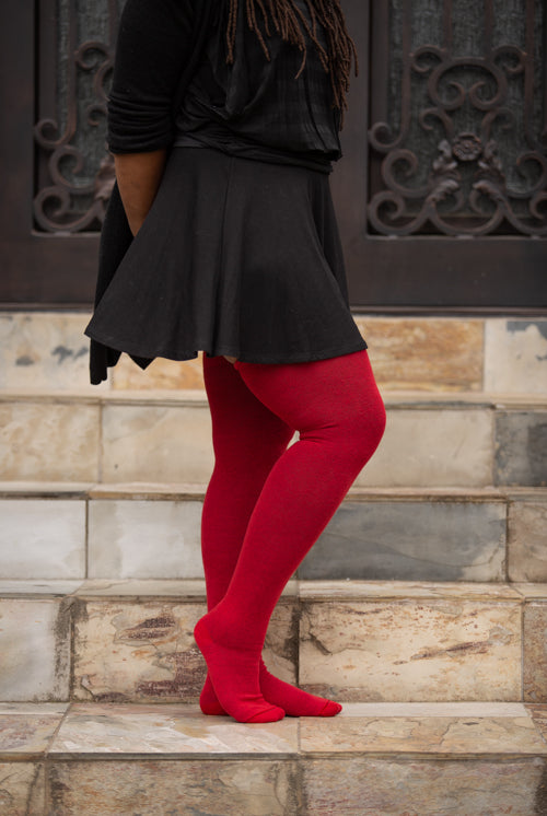 Longer Extraordinary Thigh High Socks - Red
