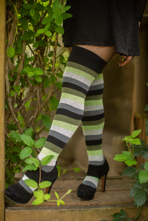Pride Stripes Extraordinary Thigh High Socks - aromantic
