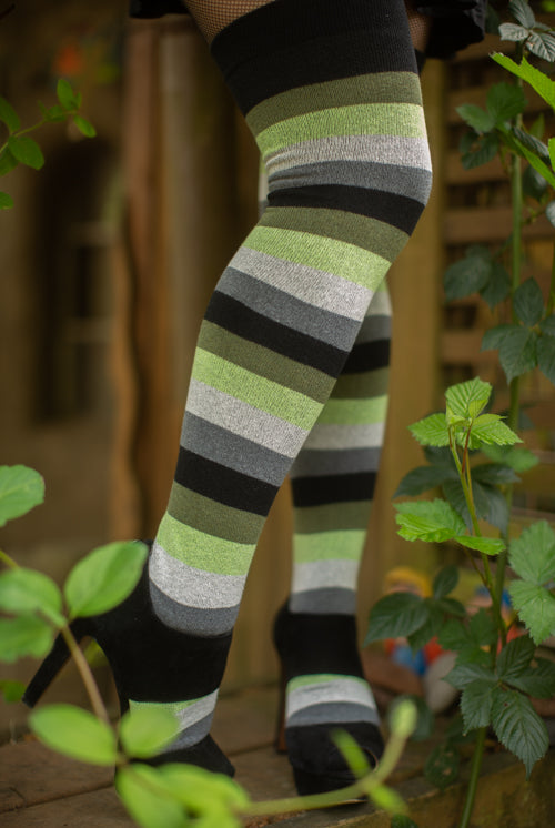 Pride Stripes Extraordinary Thigh High Socks - aromantic