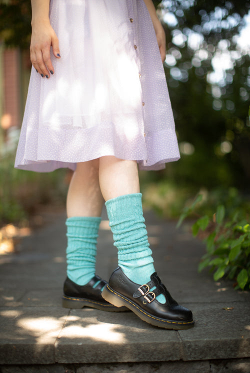 Cotton Slouch Socks - seafoam