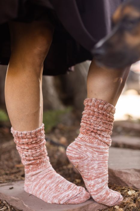 Marled Slouch Socks - rust