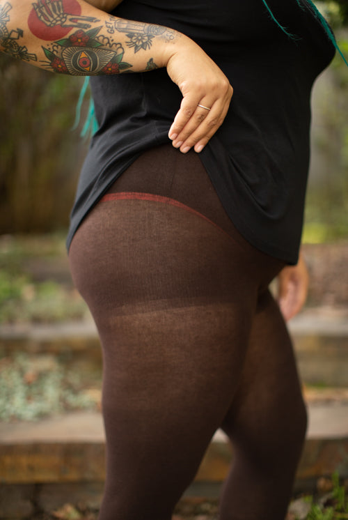 Plus Size Signature Cotton Tights - Chocolate - Large/Tall