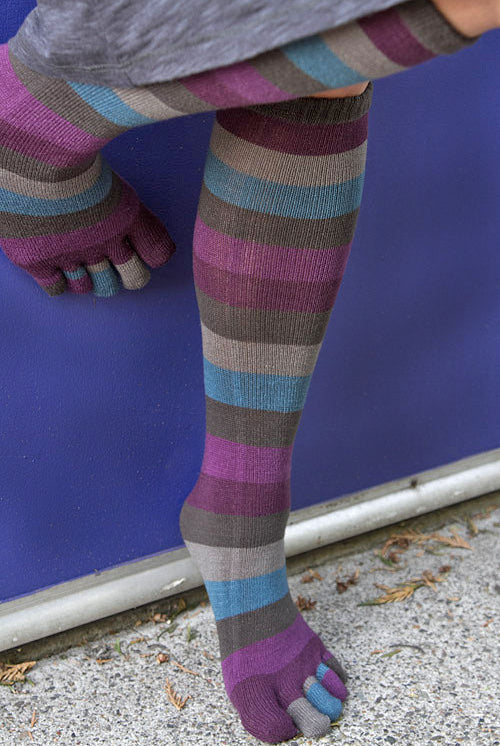 Peacock Stripe Toe Socks