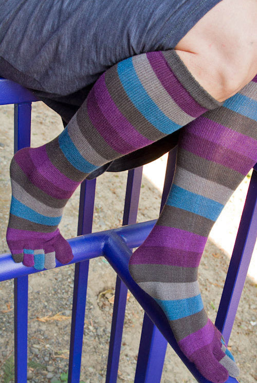Peacock Stripe Toe Socks