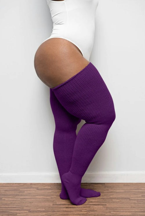 Thunda Thighs Solid Thigh Highs - Plum