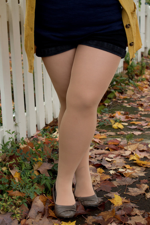 Plus Size Semi-Opaque Tights - Beige