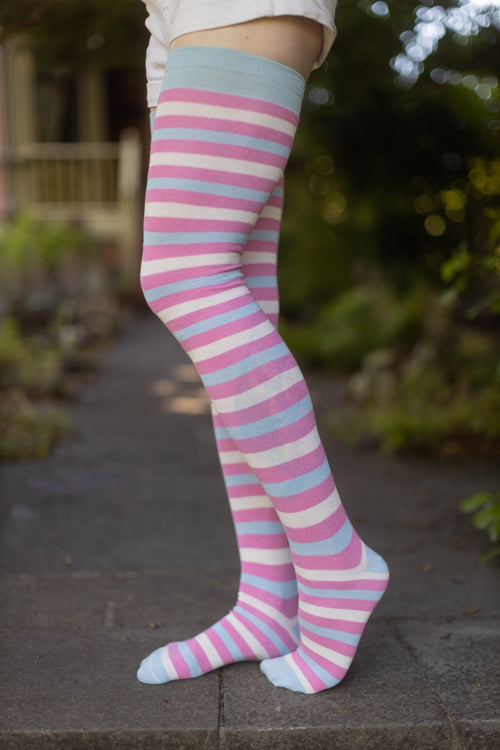 XL Foot Extraordinarily Longer Cotton Pride Stripes - trans flag