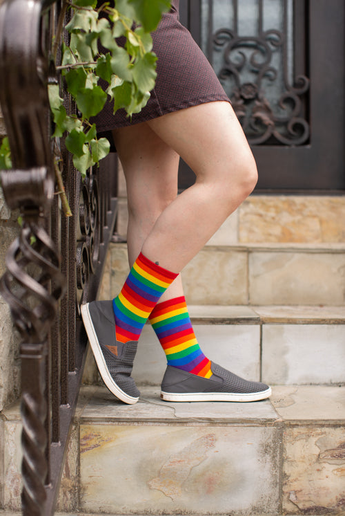 Classic Rainbow Striped Crew - Medium