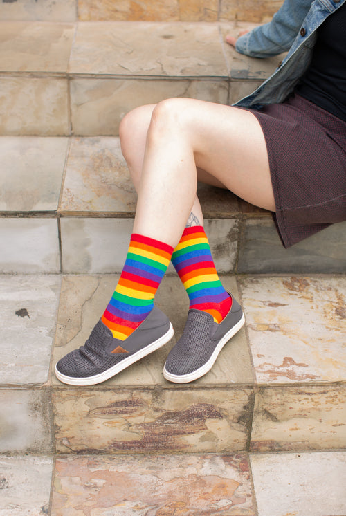 Classic Rainbow Striped Crew - Medium