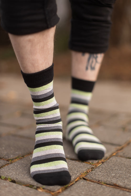 Pride Stripes Cotton Crew Socks - aromantic