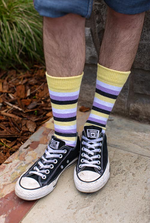 Pride Stripes Cotton Crew Socks - nonbinary