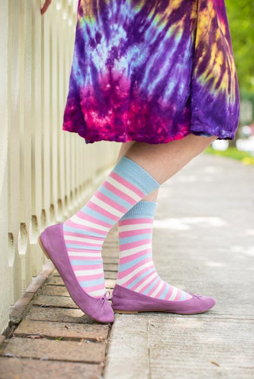 Pride Stripes Cotton Crew Socks - trans