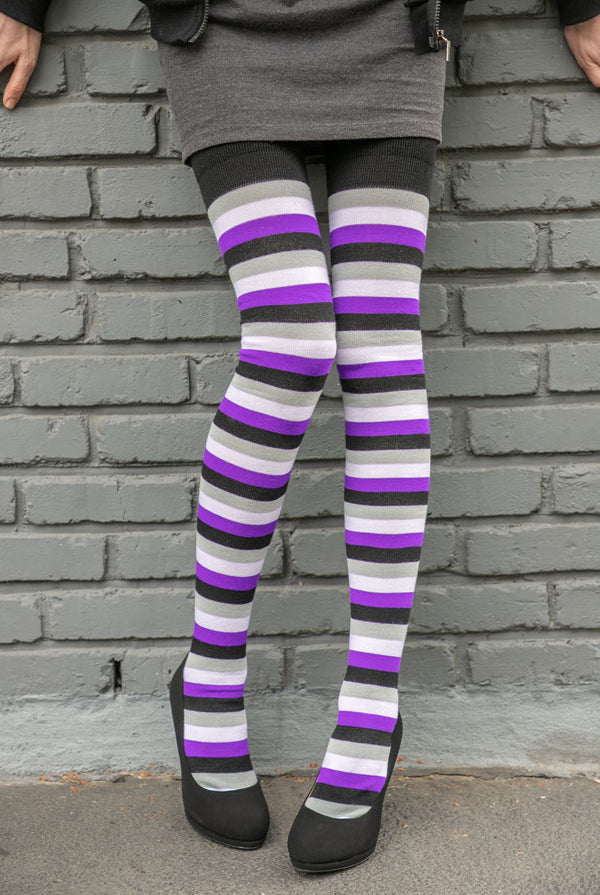 Longer Original Pride Stripes Tube Socks - Asexual