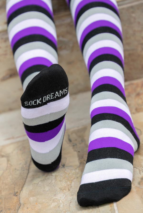 Longer Original Pride Stripes Tube Socks - Asexual