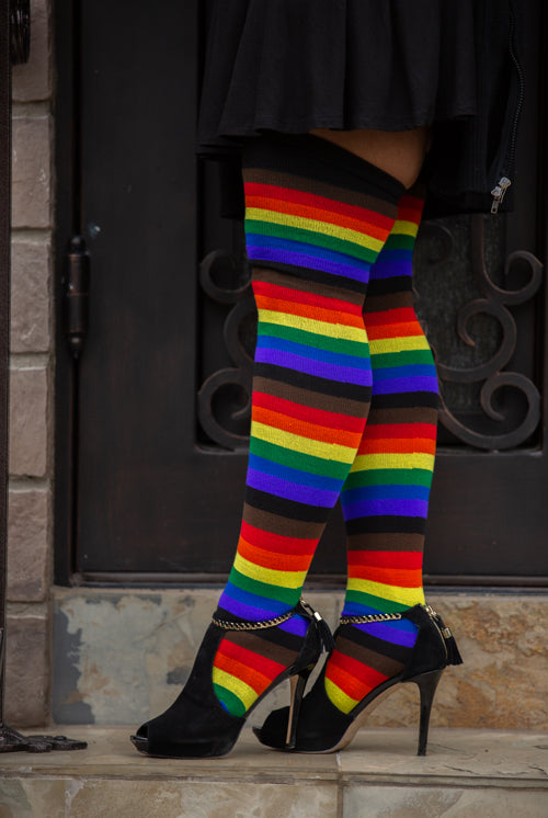Philly Rainbow Thigh High Socks