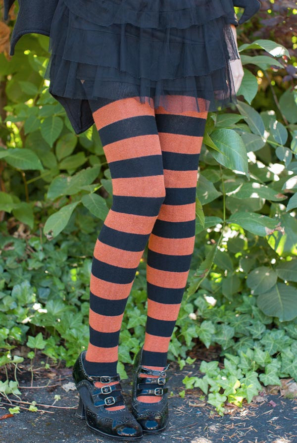 Longer Striped Extraordinary Thigh High in Black and Spice