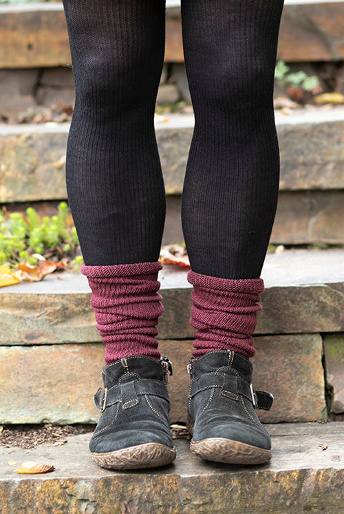 Cuffable Scrunchable Knee High Socks - Dark Red