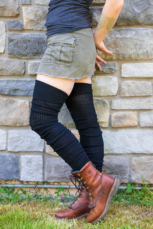 Long Cuffable Scrunchable Socks - Black