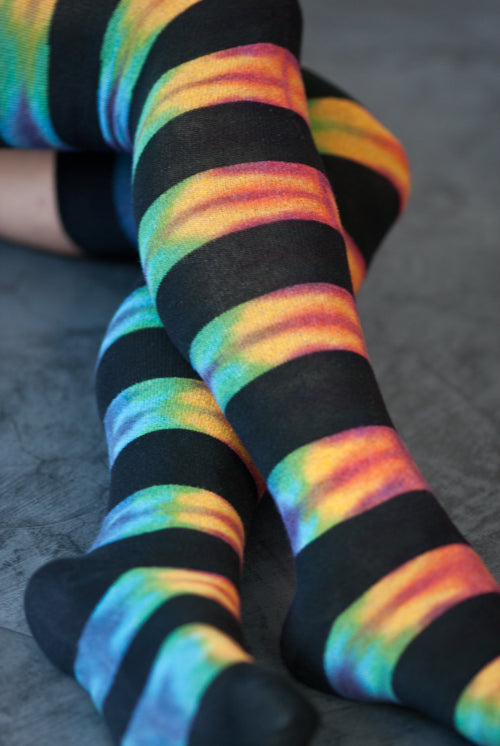 Striped Tie Dyed Extraordinary Thigh High