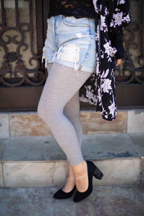 Signature Cotton Leggings - Heather Slate