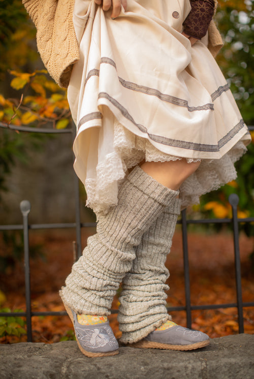 Super-Long Ribbed Leg Warmers - Oatmeal
