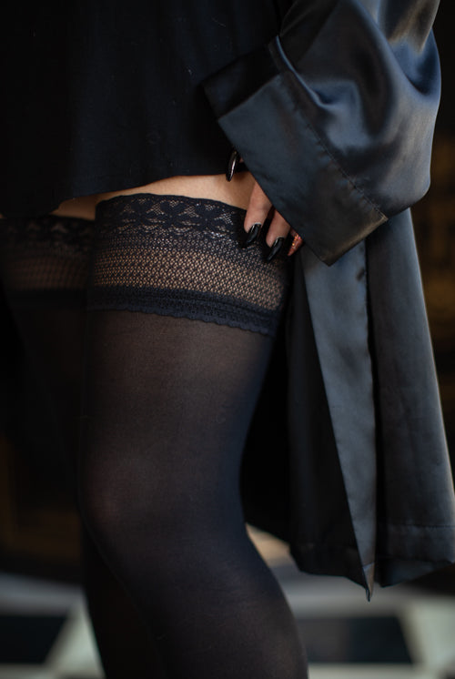 Vital Opaque Stocking with Stay Up Lace Top
