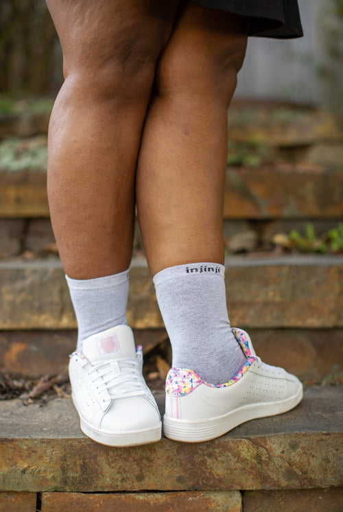 Liner Crew Toe Socks - Light Grey