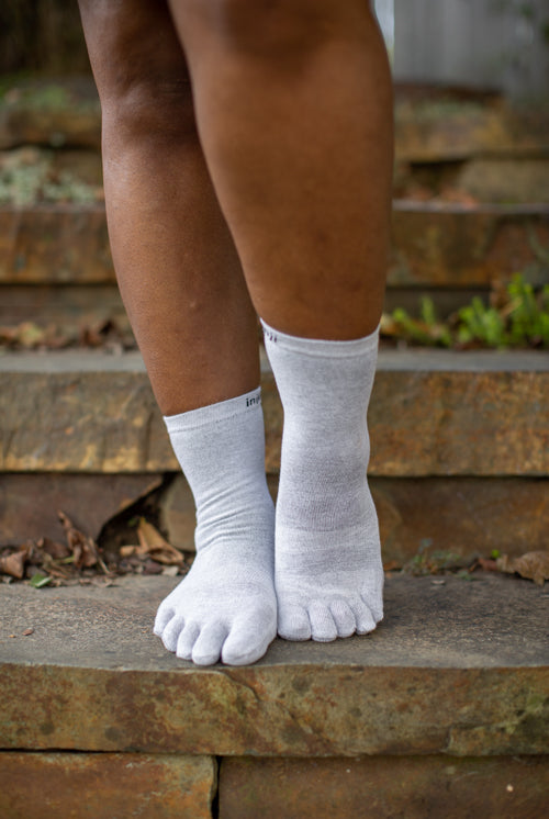 Liner Crew Toe Socks - Light Grey