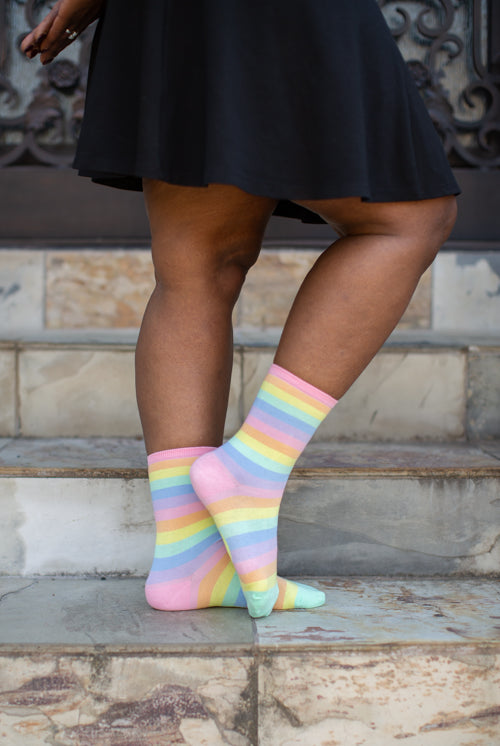 Pastel Rainbow Striped Crew