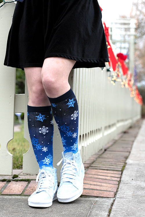 Snowflakes Knee High - Blue