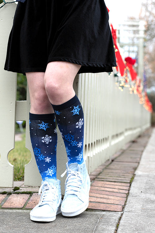 Snowflakes Knee High - Blue