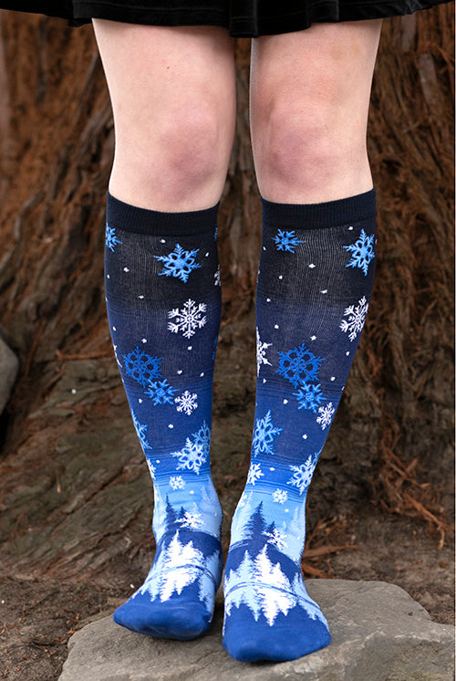 Snowflakes Knee High - Blue