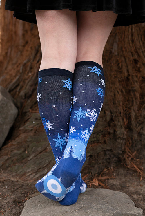Snowflakes Knee High - Blue