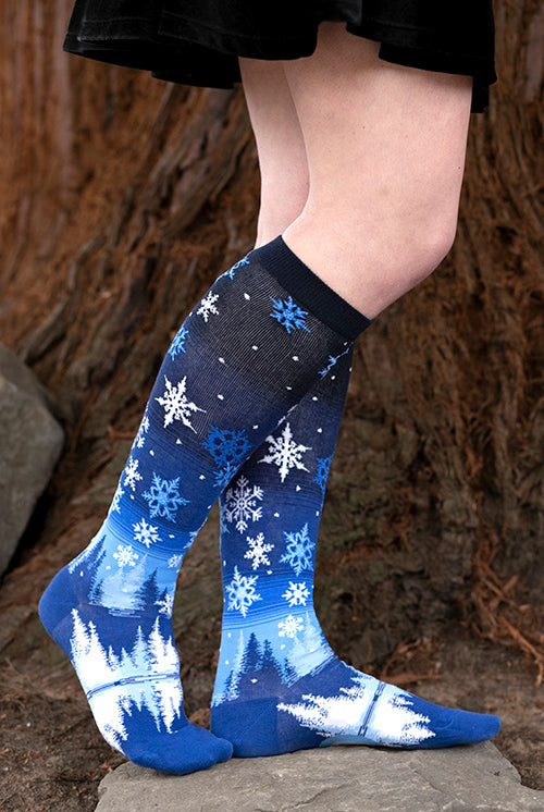 Snowflakes Knee High - Blue