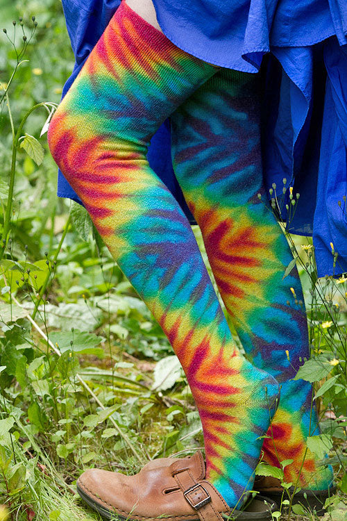 Extraordinary Tie Dye Thigh High - Classic Rainbow Diamonds