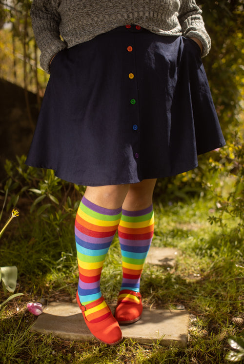 Curvy Rainbow Stripes Knee High