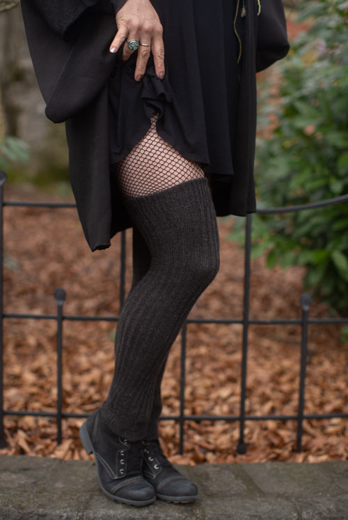 Lux Ribbed Leg Warmers - Dark Grey