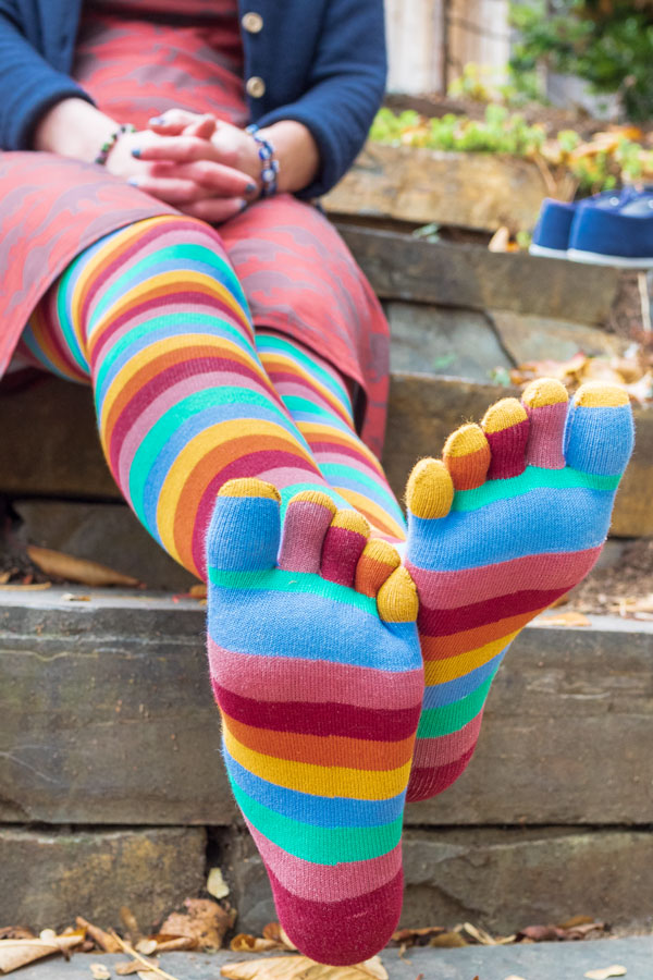 Striped Over the Knee Toe Socks - Meadow