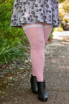Longer Americana Thigh High Socks - Cherry Blossom with white
