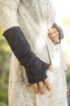 Bamboo Fleece Textured Arm Warmers - Charcoal