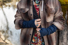 Bamboo Fleece Textured Arm Warmers - Navy